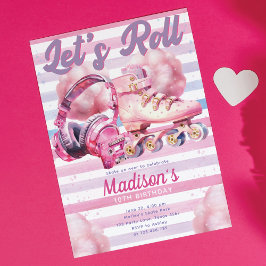 Leuk Roze Waterverf Roller Blade Verjaardag Kaart