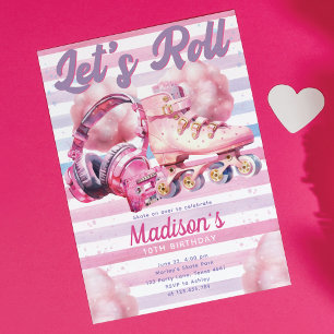 Leuk Roze Waterverf Roller Blade Verjaardag Kaart