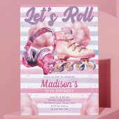 Leuk Roze Waterverf Roller Blade Verjaardag Kaart