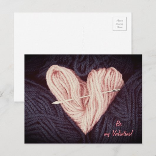 Leuk roze wolhart met het briefkaart van de (Voorkant / Achterkant)