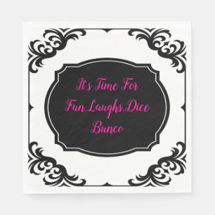 Leuk Roze Zwart Wit Bunco Dice Party Servet