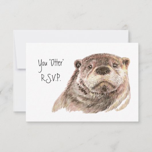 Leuk RSVP antwoord met Waterverf Otter (Voorkant)