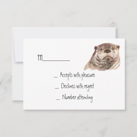 Leuk RSVP antwoord met Waterverf Otter (Achterkant)
