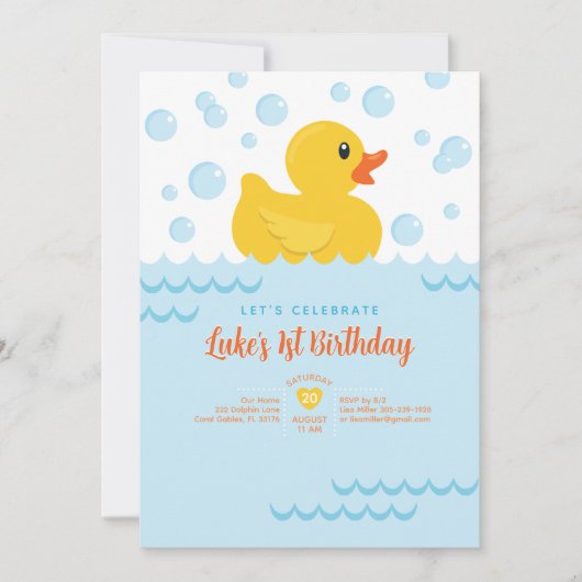Leuk Rubber Ducky Kinder 1e Verjaardagsfeest Kaart (Voorkant)