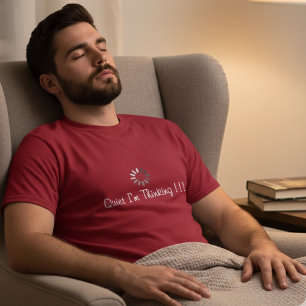 Leuk Rustig Ik Denk Wit Lettertype op Karmozijn T-shirt