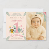 Leuk safari-avontuur voor de eerste verjaardag met kaart (Voorkant)