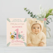 Leuk safari-avontuur voor de eerste verjaardag met kaart (Staand voorkant)