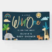 Leuk Safari Oerwoud Dier Wild Een Baby shower Spandoek (Horizontaal)