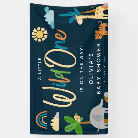 Leuk Safari Oerwoud Dier Wild Een Baby shower Spandoek (Verticaal)