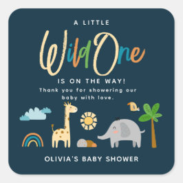 Leuk Safari Oerwoud Dier Wild Een Baby shower Vierkante Sticker