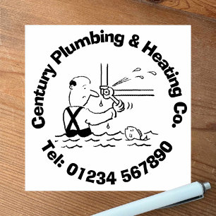 Leuk sanitair en verwarming Cartoon te personalise Rubberstempel