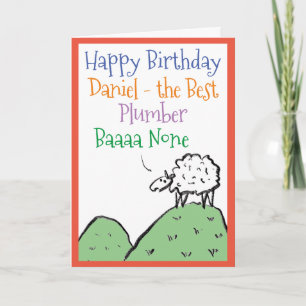 Leuk schaap ontwerp gefeliciteerd een loodgieter kaart