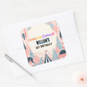 leuk schattig kinder Carnaval Circus Show 1e Verja Vierkante Sticker (Envelop)