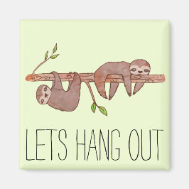 Leuk Schattig paar baby luiaards op een boomtak Magneet