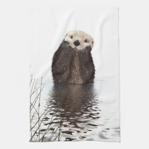 Leuk schattig pluizig otterdier theedoek