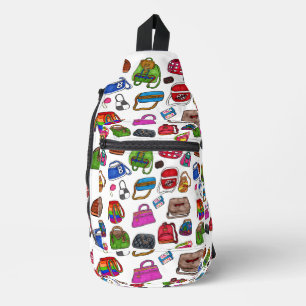 Leuk Schattige geïllustreerd portemonnee art patro Sling Bag