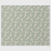 Leuk Schattige Groen Pastel Candy Cane Christmas Cadeaupapier (Vlak)