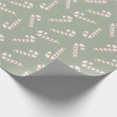 Leuk Schattige Groen Pastel Candy Cane Christmas Cadeaupapier (Hoek)