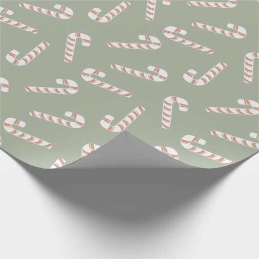 Leuk Schattige Groen Pastel Candy Cane Christmas Cadeaupapier (Hoek)