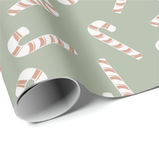 Leuk Schattige Groen Pastel Candy Cane Christmas Cadeaupapier (Rol Hoek)