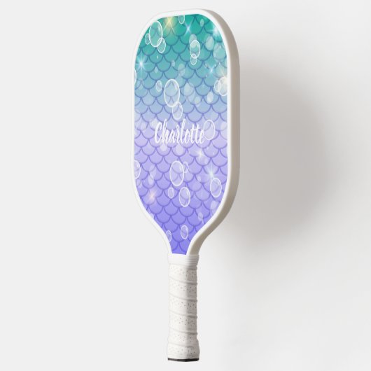 Leuk Schattige Meisje Sparkling Mermaid Scales Bub Pickleball Paddle (Links)
