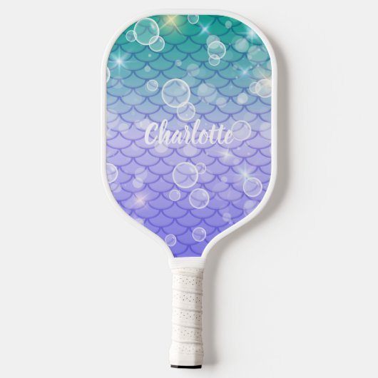 Leuk Schattige Meisje Sparkling Mermaid Scales Bub Pickleball Paddle (Achterkant)