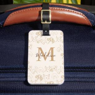 Leuk Schattige Neutral Pop Dog Pattern Bagagelabel