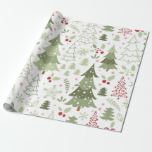 Leuk Schattige Rood Groen Pastel Bomen Kerst