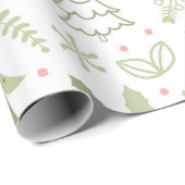 Leuk Schattige Rood Groen Pastel Bomen Kerst Cadeaupapier (Rol Hoek)