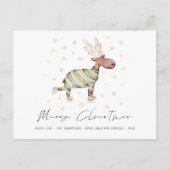 Leuk Schattige Schaatsen Rendier Vrolijk Kerstfees Feestdagenkaart (Voorkant)