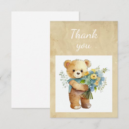 Leuk Schattige Teddy Bear Boeket Bloemen Bedankt (Voorkant / Achterkant)