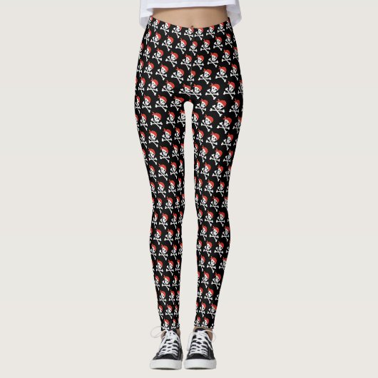 Leuk Schedel en Kruisbeenderen Patroon Piraat Leggings (Voorkant)