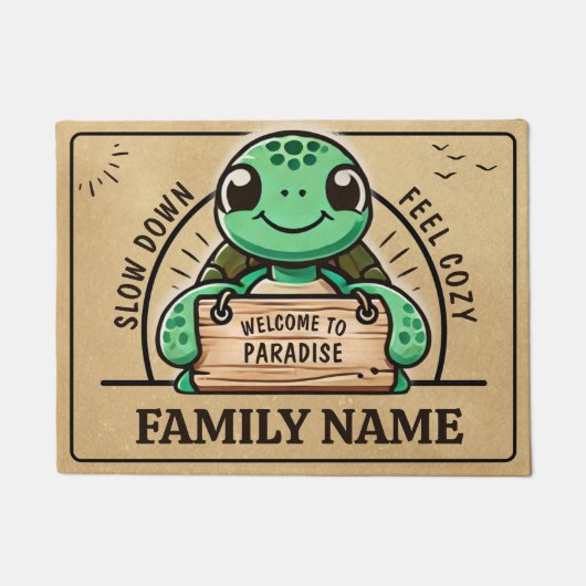 Leuk schildpad ontwerp, aanpasbaar, voor warme gez deurmat (Voorkant)