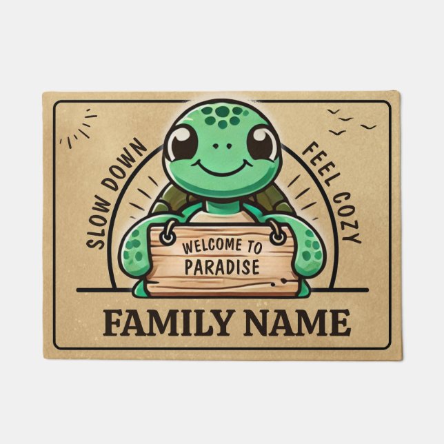 Leuk schildpad ontwerp, aanpasbaar, voor warme gez deurmat (Voorkant)