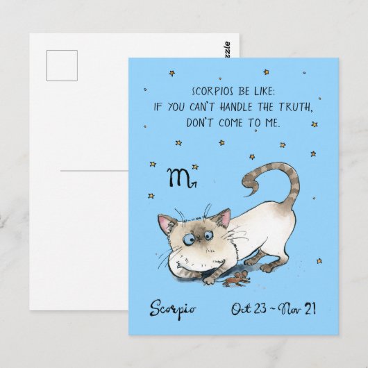 Leuk Schorpioen briefkaart Zodiac Cat Star teken b (Voorkant / Achterkant)
