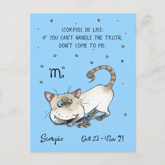 Leuk Schorpioen briefkaart Zodiac Cat Star teken b (Voorkant)