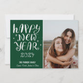 Leuk Script Gelukkig Nieuwjaar Foto Leuke Groene S Feestdagenkaart (Voorkant)
