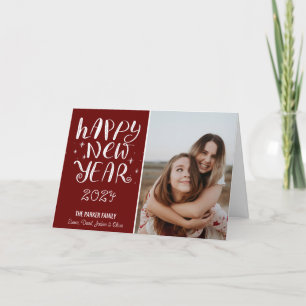 Leuk Script Gelukkig Nieuwjaar Foto Leuke Rode Str Feestdagen Kaart