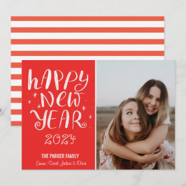 Leuk Script Gelukkig Nieuwjaar Foto Leuke Rode Str Feestdagenkaart