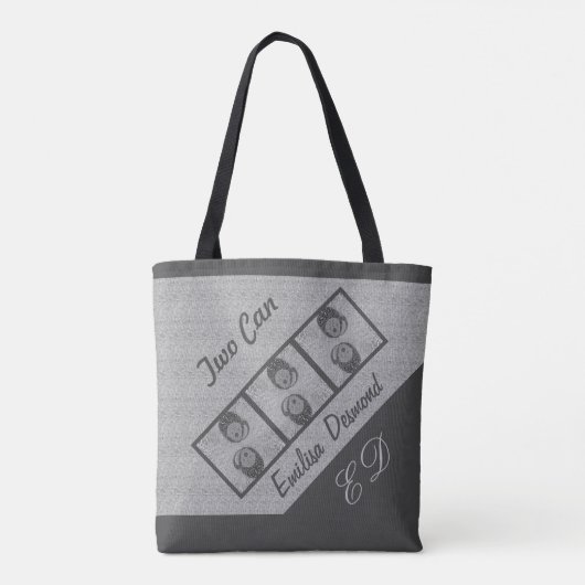 Leuk script Koppels Twee Toucans Smoke Grey Tote Bag (Achterkant)