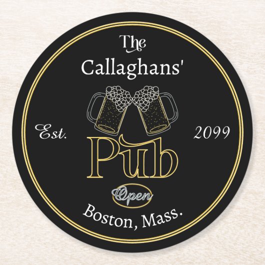 Leuk script tekst pub w bieren drinken onderzetter (Voorkant)