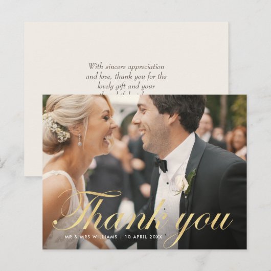 leuk script | Trouwbedankje Fotokaart Briefkaart (Voorkant / Achterkant)