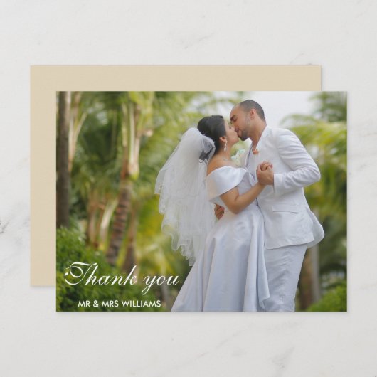 leuk script | Wedding Dank je wel kaart (Voorkant / Achterkant)