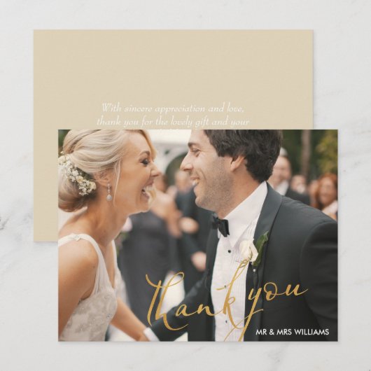 leuk script | Wedding Dank je wel kaart (Voorkant / Achterkant)