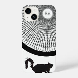 Leuk Script Zwart-wit Monogram Cat iPhone 14 Hoesje