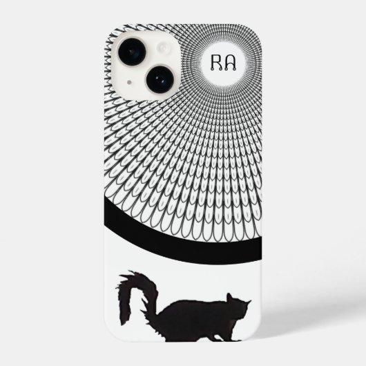 Leuk Script Zwart-wit Monogram Cat iPhone Hoesje (Achterkant)