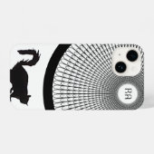 Leuk Script Zwart-wit Monogram Cat iPhone Hoesje (Achterkant horizontaal)