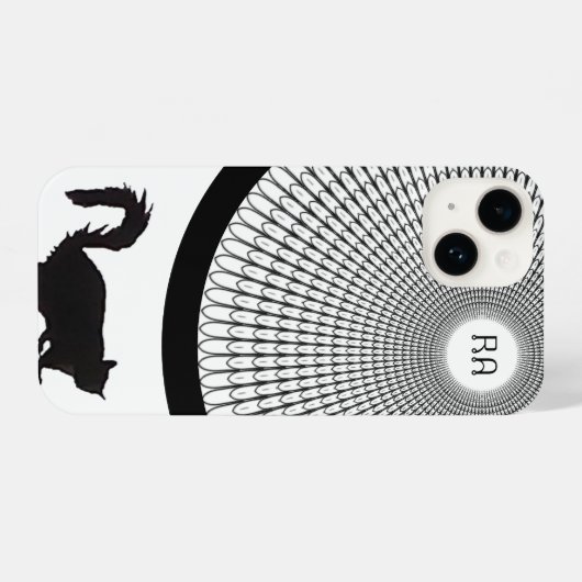 Leuk Script Zwart-wit Monogram Cat iPhone Hoesje (Achterkant horizontaal)