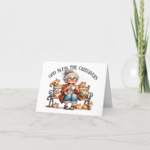 Leuk senior met katten versie 2 notitiekaartje