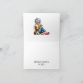 Leuk senior met mobiele telefoon versie 2 notitiekaartje (Binnen)